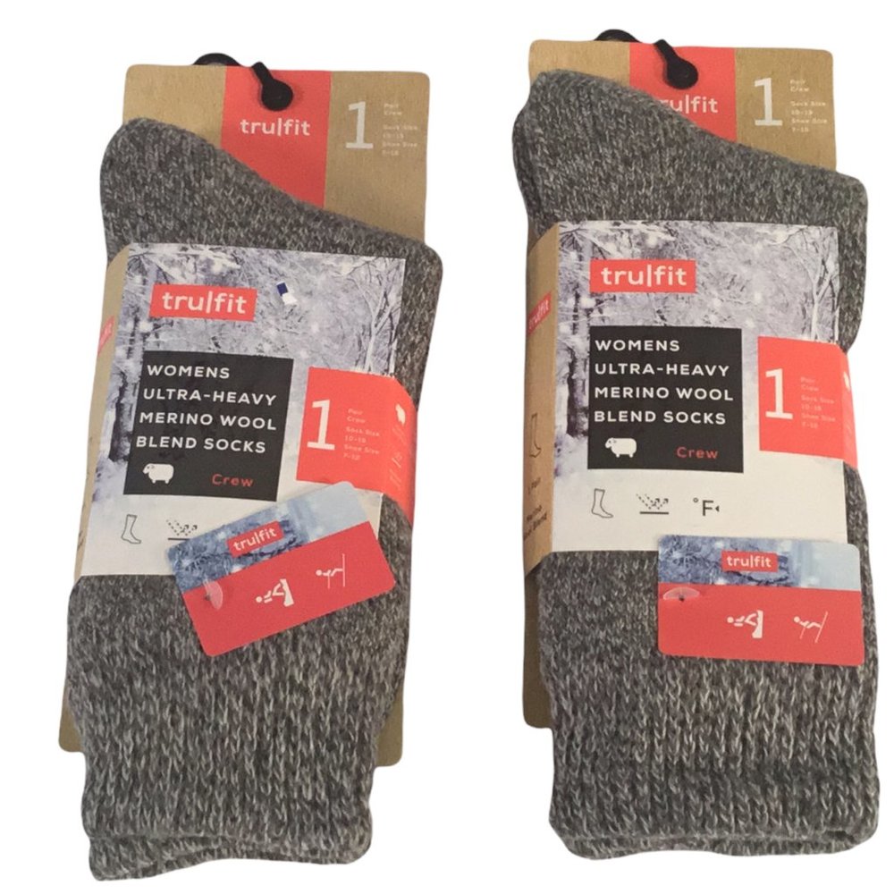 Trufit Merino Wool Blend Women's Socks 2 Pair Gray